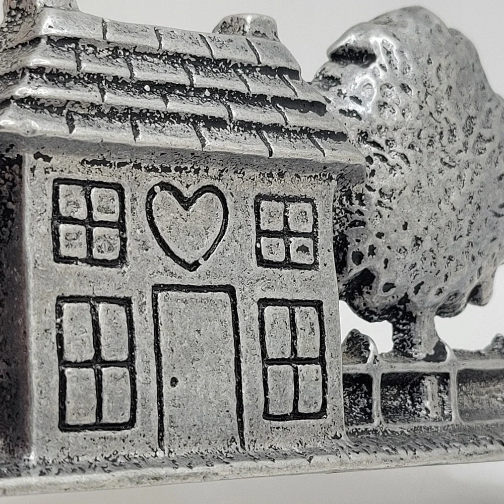 COUNTRY CHARM‎ Pewter Saltbox House Taper Candle Holder Primitive Farmhouse